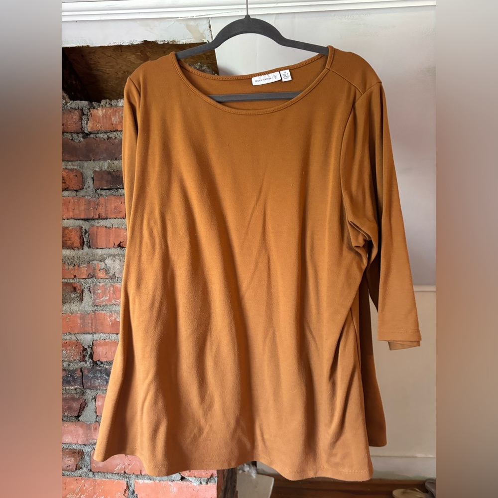 Susan Graver Women's Tan Long Sleeve Top